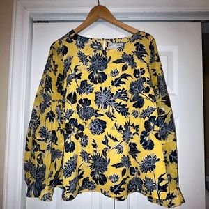 LIKE NEW Girl With Curves x Lane Bryant Floral Blouse w/ Sheer Sleeves - Sz 14